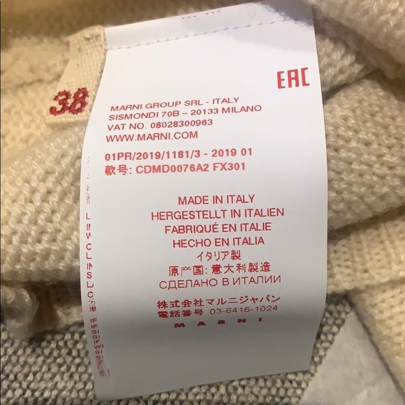 Marni Cardigan with yellow paint stripes cashmere - Picture 4 of 5